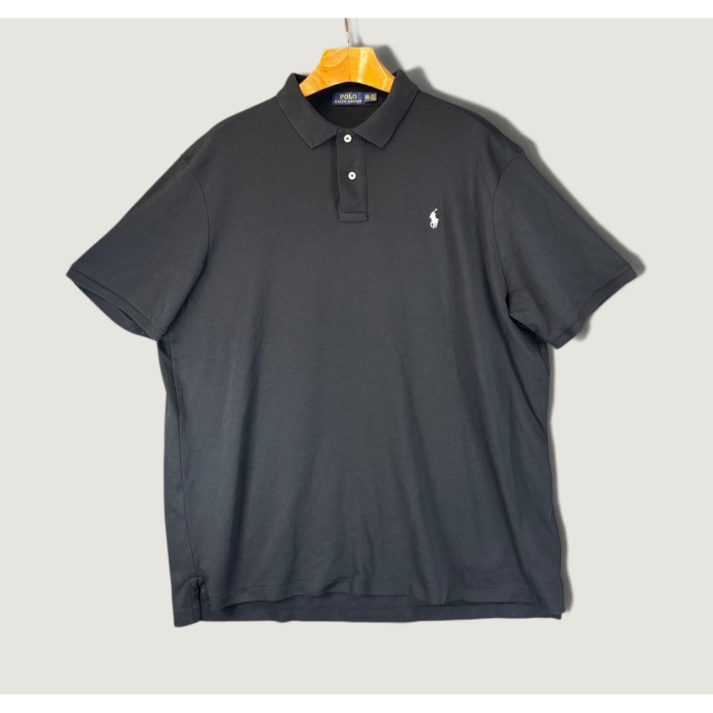 Polo Ralph Lauren Polo Shirt Mens XXL Black Short Sleeve Cotton Logo Golf Cruise